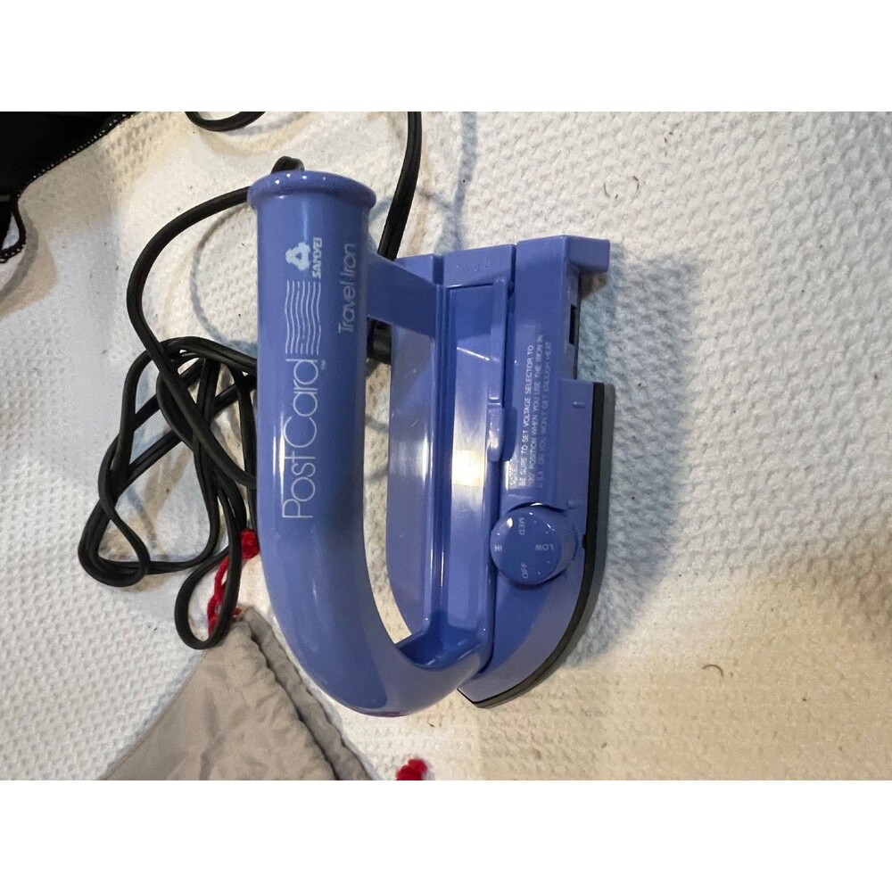 PostCard Travel Iron Compact Folding Portable w/ Pouch Tested Works